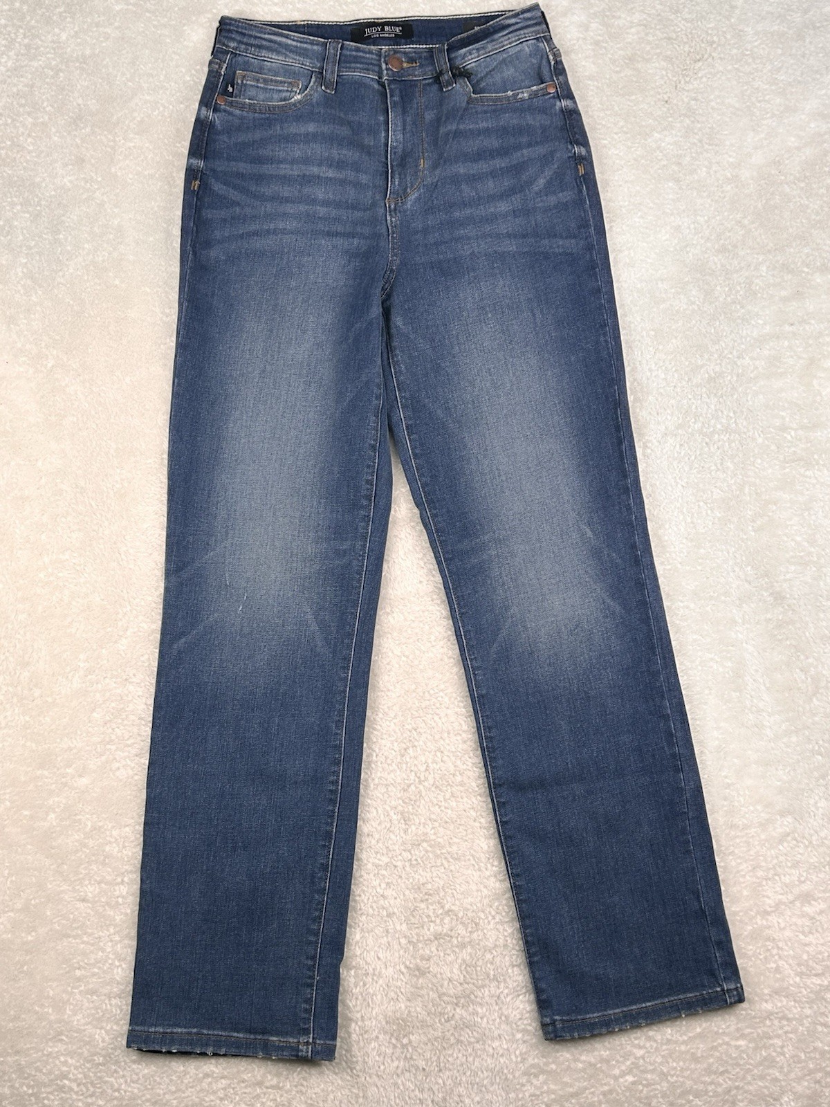 Judy Blue Jeans Women’s Sz 5/27 High Waist Straight Distressed Fade JB8601 DK