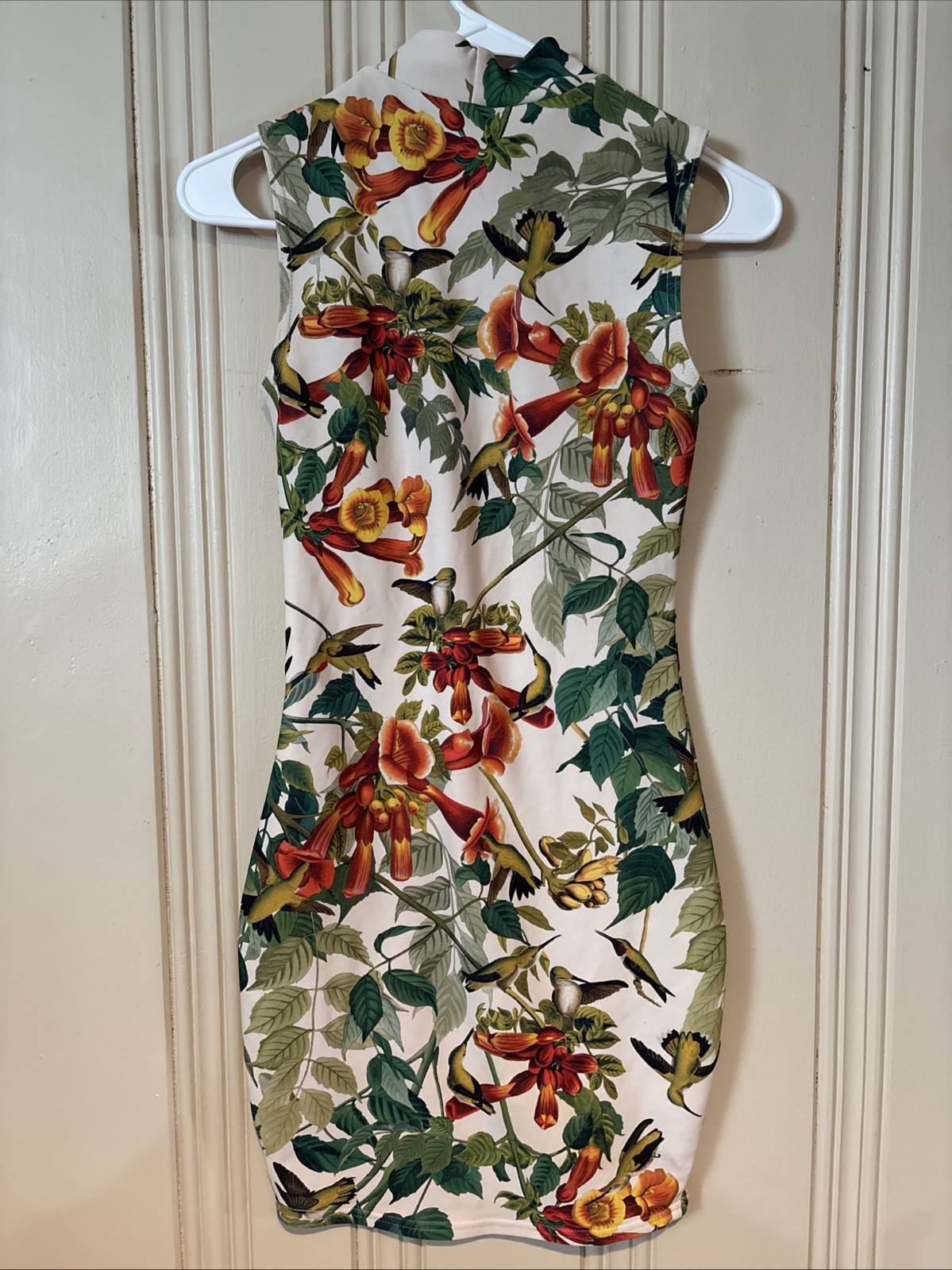 Black Milk Hummingbird Dress Form Fitting Sleeveless Stretchy Colorful