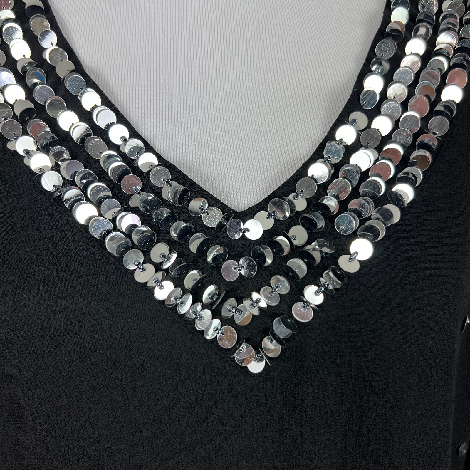 Cervelle Whimsigoth Tunic Top Womens Small Black Semi Sheer Sequin Trim Lined S