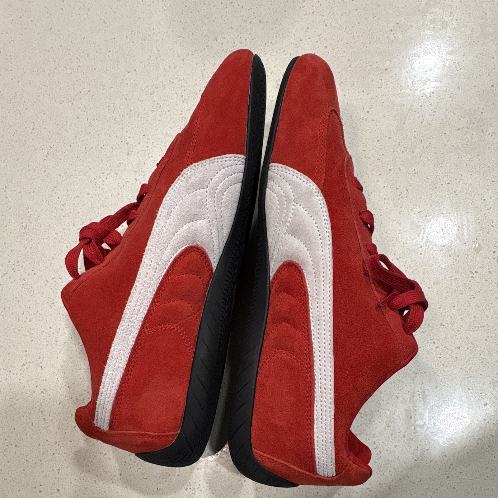 PUMA Speedcat Low Top Red/White/Black Suede Lace-Up Athletic Sneakers