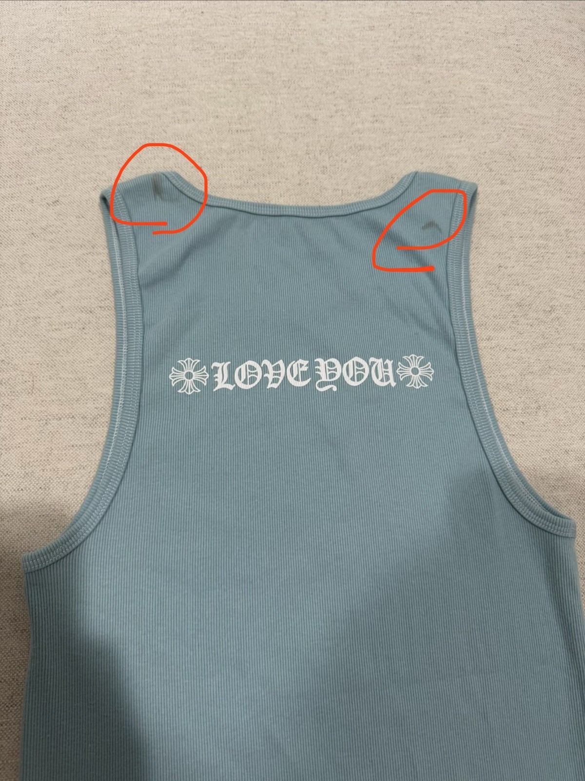 Chrome Hearts ‘Love You’ Miami Exclusive Ribbed Tank-top Baby Blue size M
