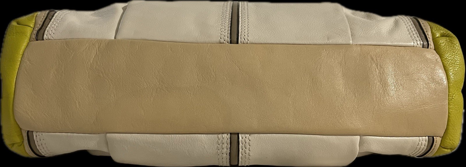 Coach Madison Colorblock Kara Carryall Satchel Parchment and Kiwi Gold Hardware