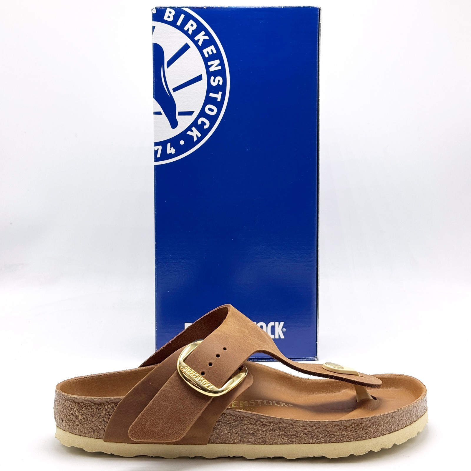 *NEW* Unisex BIRKENSTOCK Gizeh Big Buckle Oiled Leather COGNAC BROWN (1018745)👍