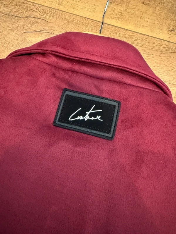 The Couture Club Burgundy Faux Suede Biker Jacket Women’s – Size Small