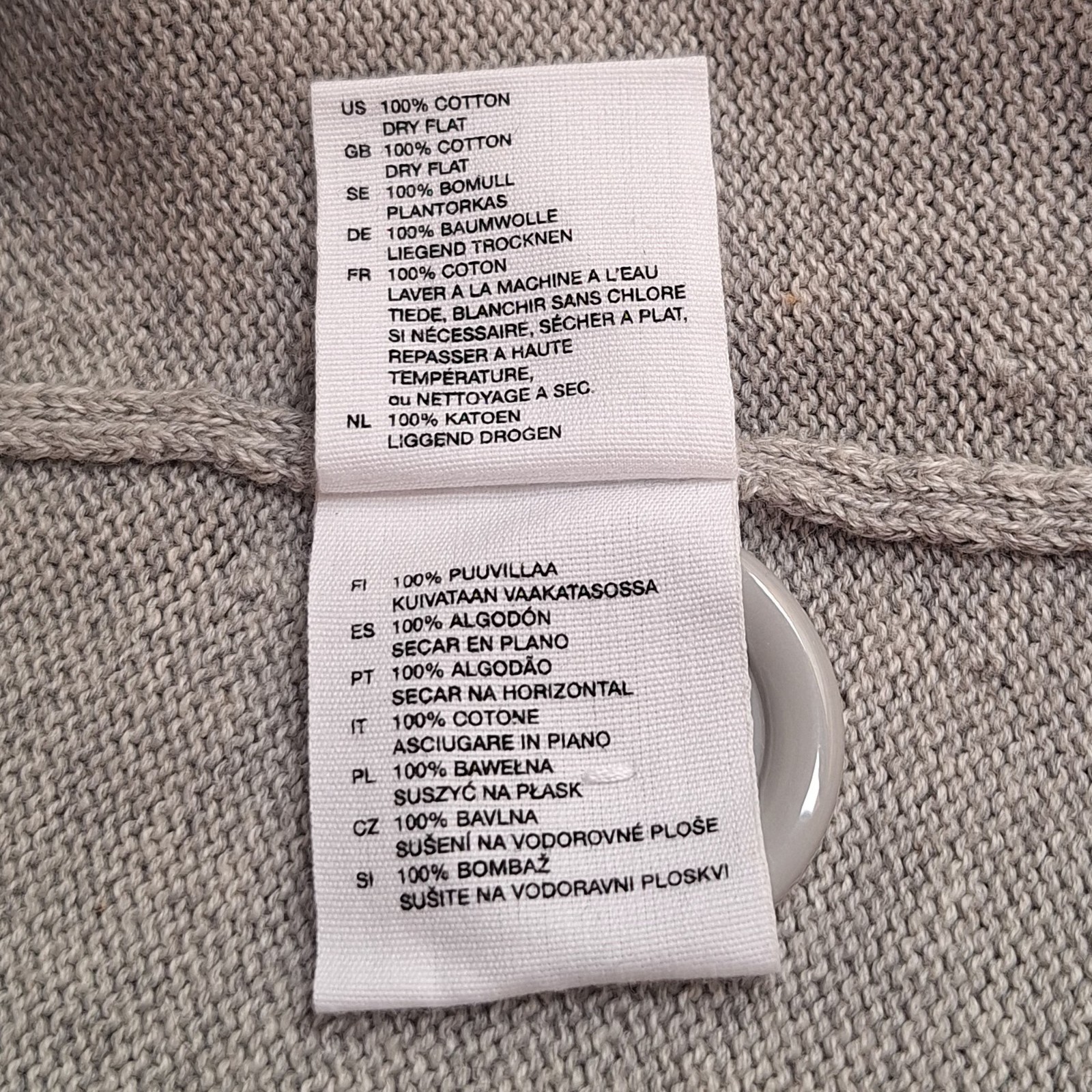 H&M Y2K Gray Cotton Pointelle Cardigan XS Y2K Statement Button Knit