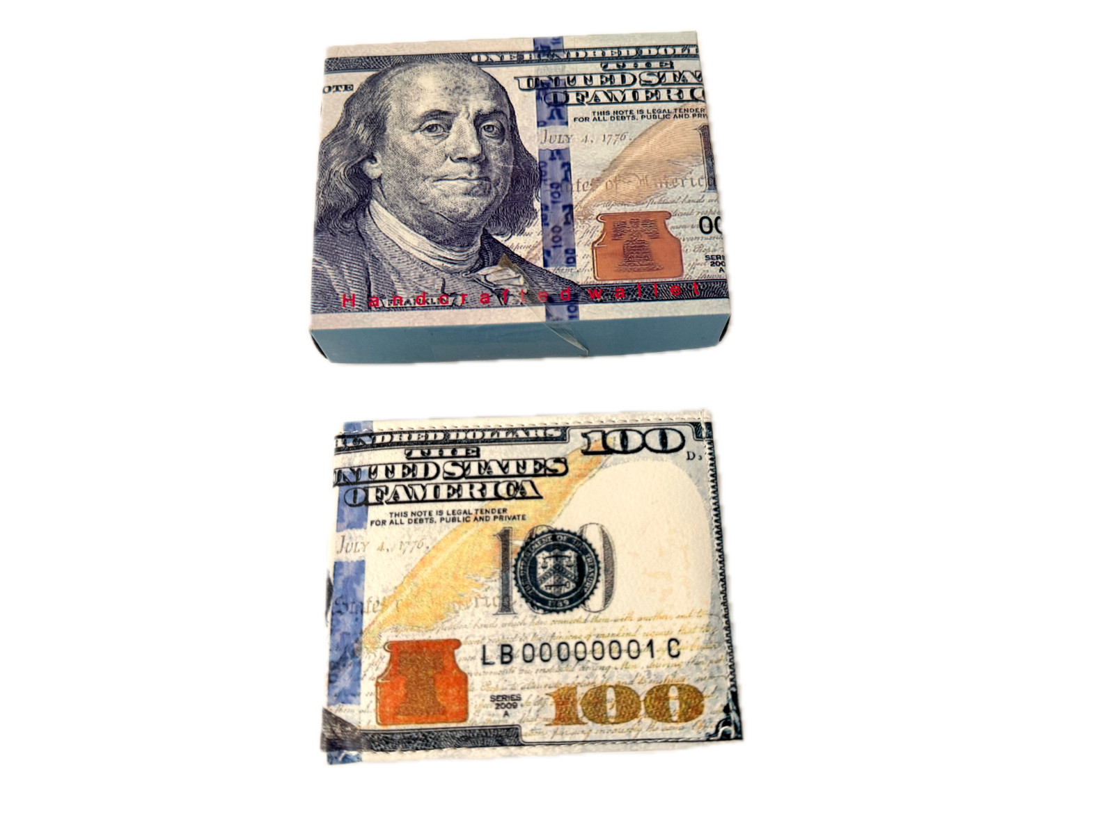 Tems Men’s Wallet $100 Dollar Bill Vegan Leather Bifold Flip ID WLT-107