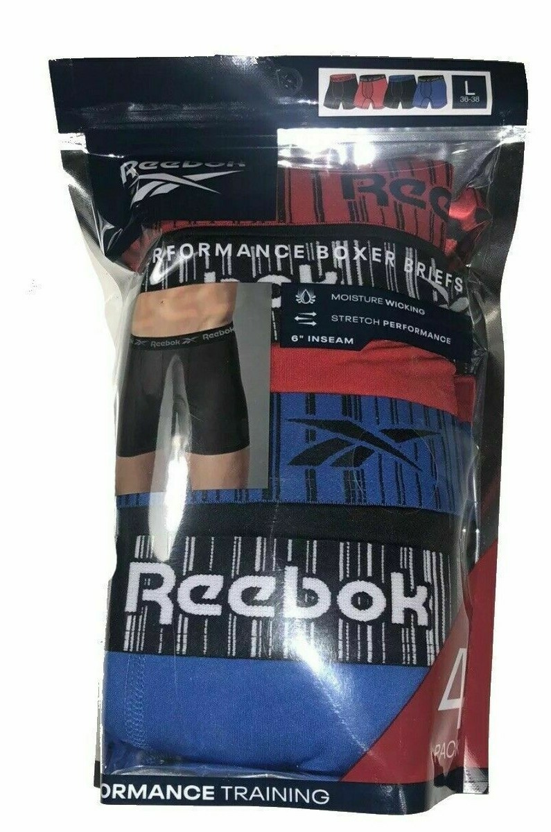 4 Pack REEBOK Men Boxer Briefs PERFORMANCE CAMO BLACK MEDIUM LARGE XLARGE XL $32