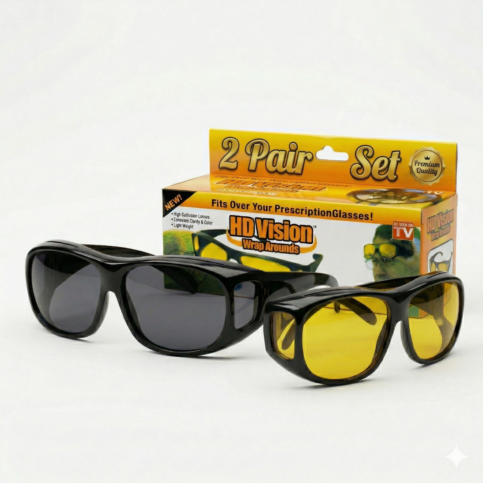 2 Pairs New Medium-Large FIT OVER Sunglasses Cover Prescription RX Eye Glasses