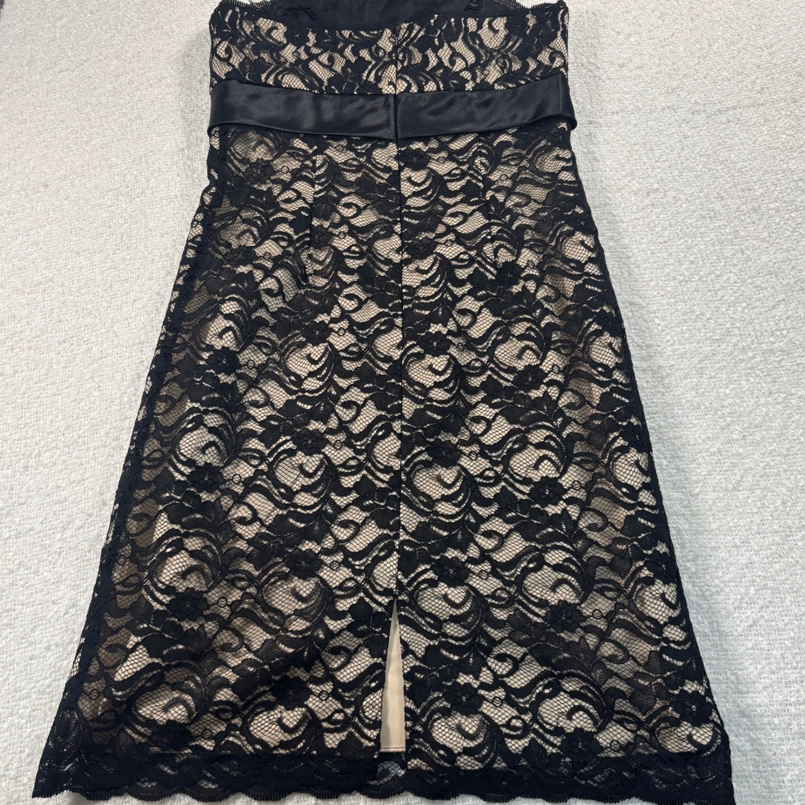 white house black market lace bow black beige dress y2k coquette chic goth 00s