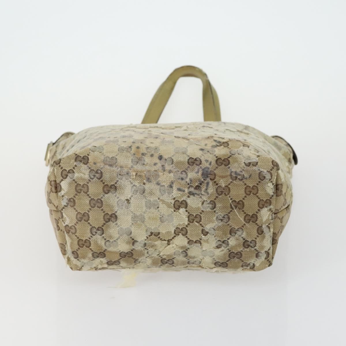 GUCCI GG Crystal Bag Coated Canvas Nylon 2 Set Beige Black Auth 158727