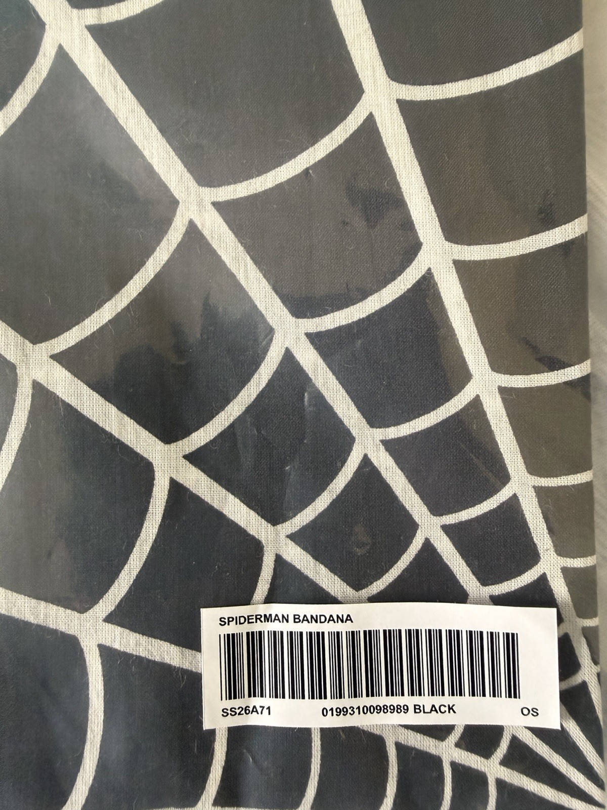 Supreme x Vanson Spider-Man Spiderweb Bandana Kerchief Black/White OS Cotton