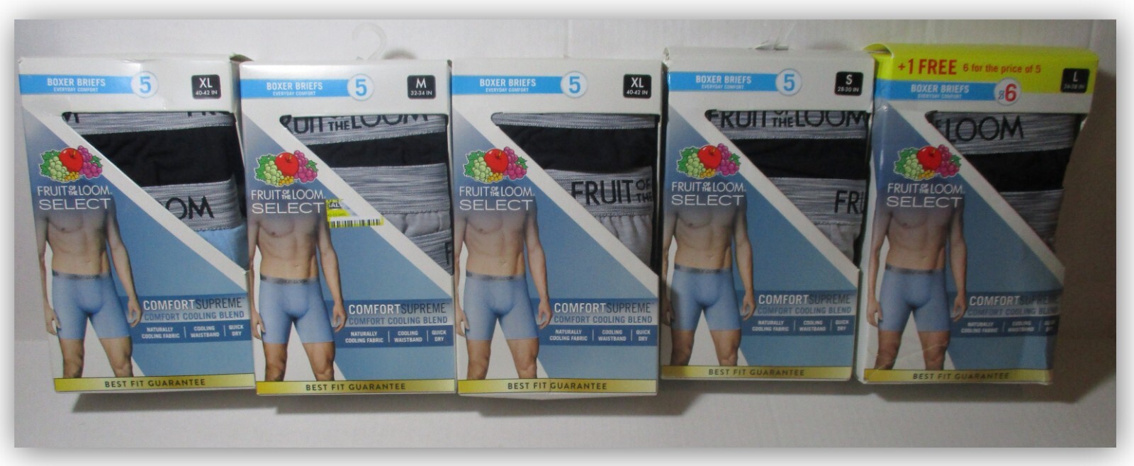 Fruit of the Loom Men’s Comfort Supreme Boxer Brief Comfort Cooling Blend S M