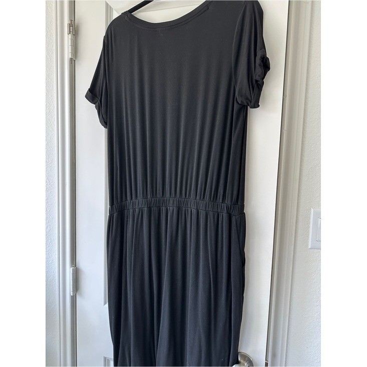32 Degrees Womens Black Short Sleeve Drawstring Waist Dress Athleisure