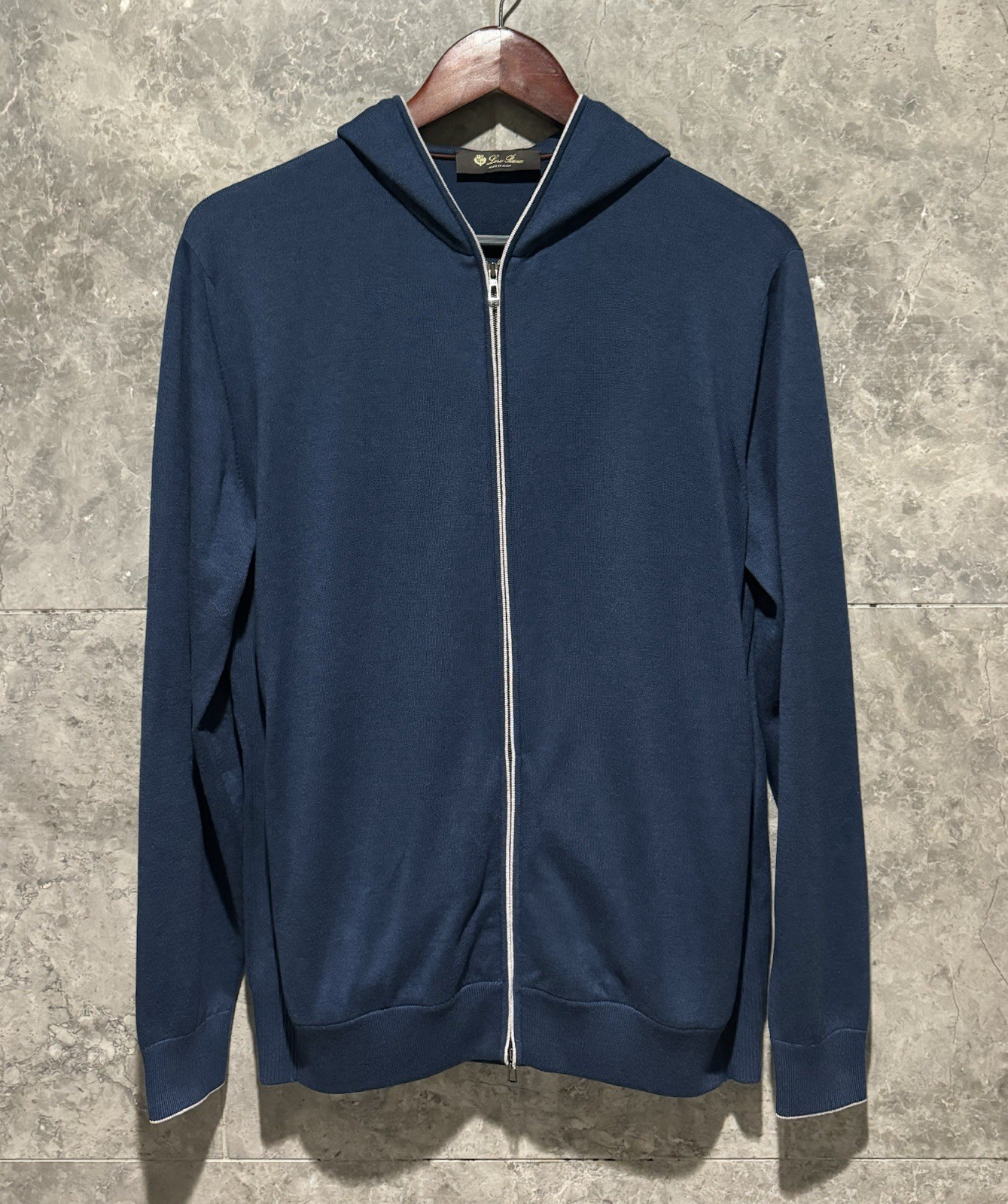 LORO PIANA ‘Hood Leasure Bomber’ Cashmere Cotton Hoodie Jacket Large $2680+ NEW