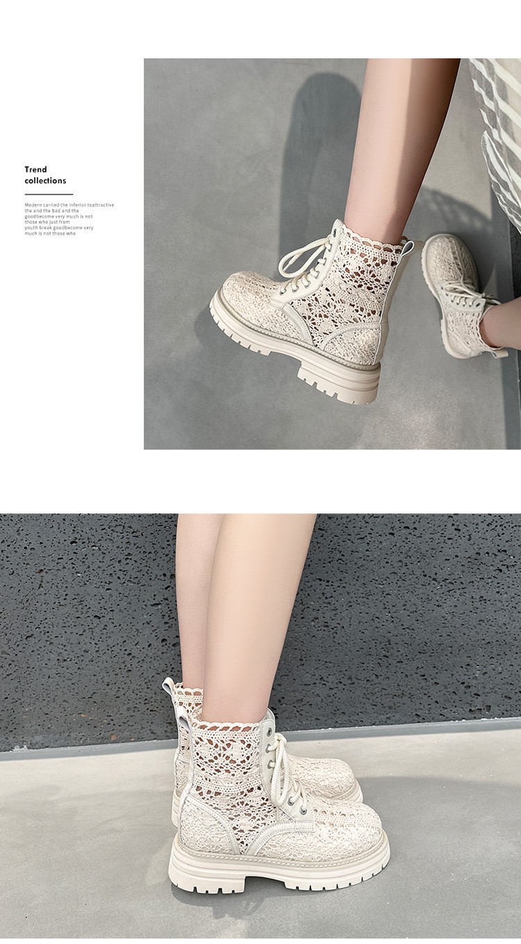 Thick Soled Lace Woven Cool Boots Womens Summer Mesh Breathable Fashion Shoes