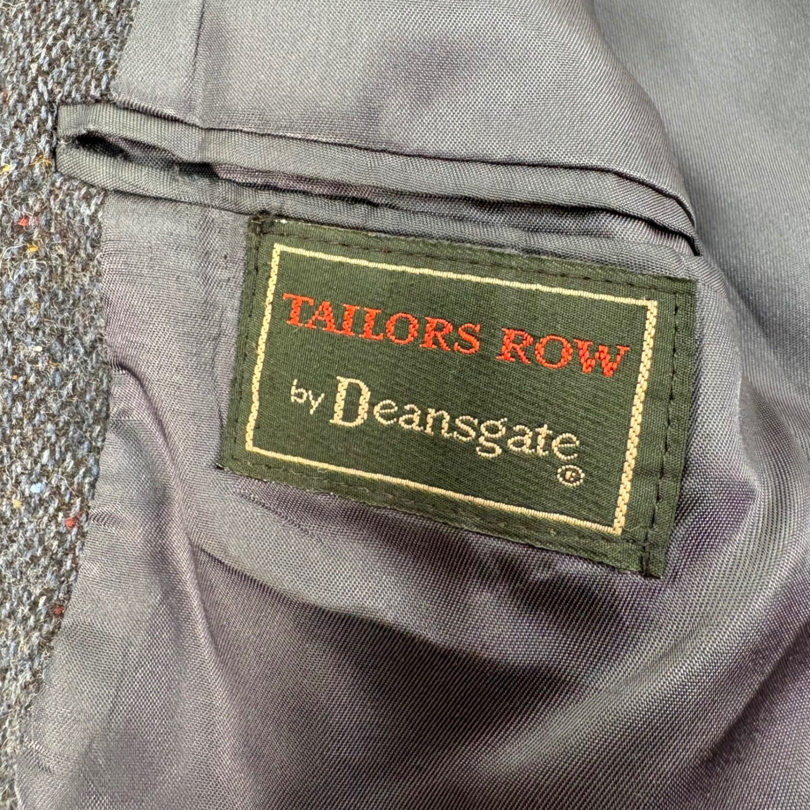 Tailors Row by Deansgate 40R Mens Tweed Blazer Suit Jacket Blue Gray Wool Blend