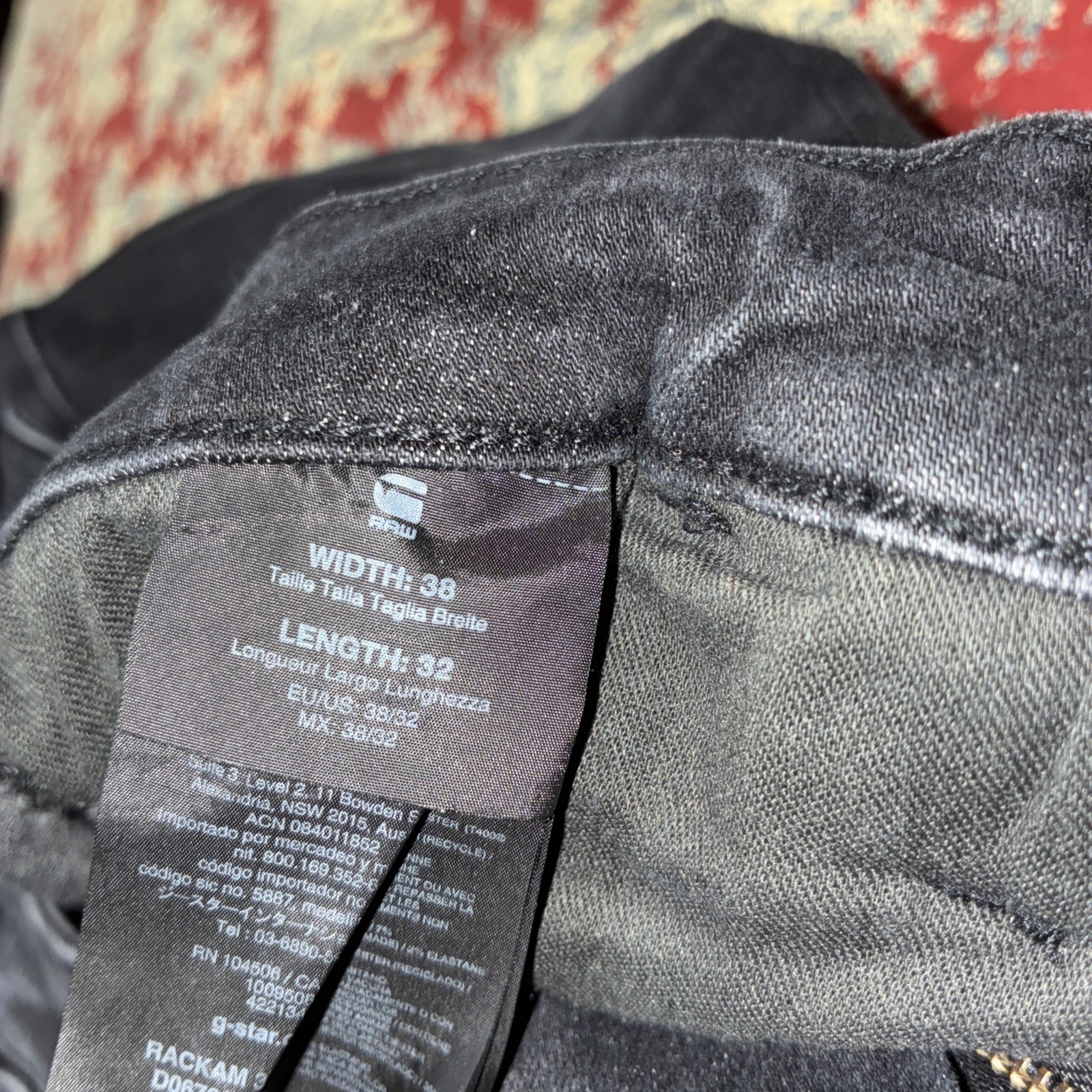 G Start Raw Jeans Sz 38×32 Men Blk Rackam 3D Skinny Distressed Used No Returns