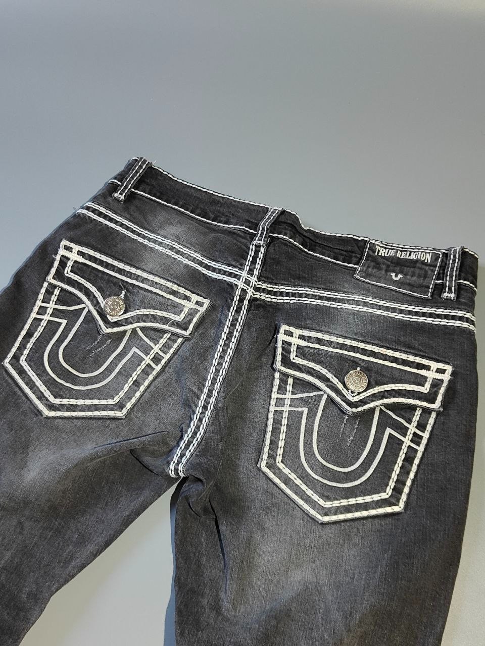 True Religion Ricky Body Rinse Rope Stitch Relaxed Straight Size 33 Gray USA M