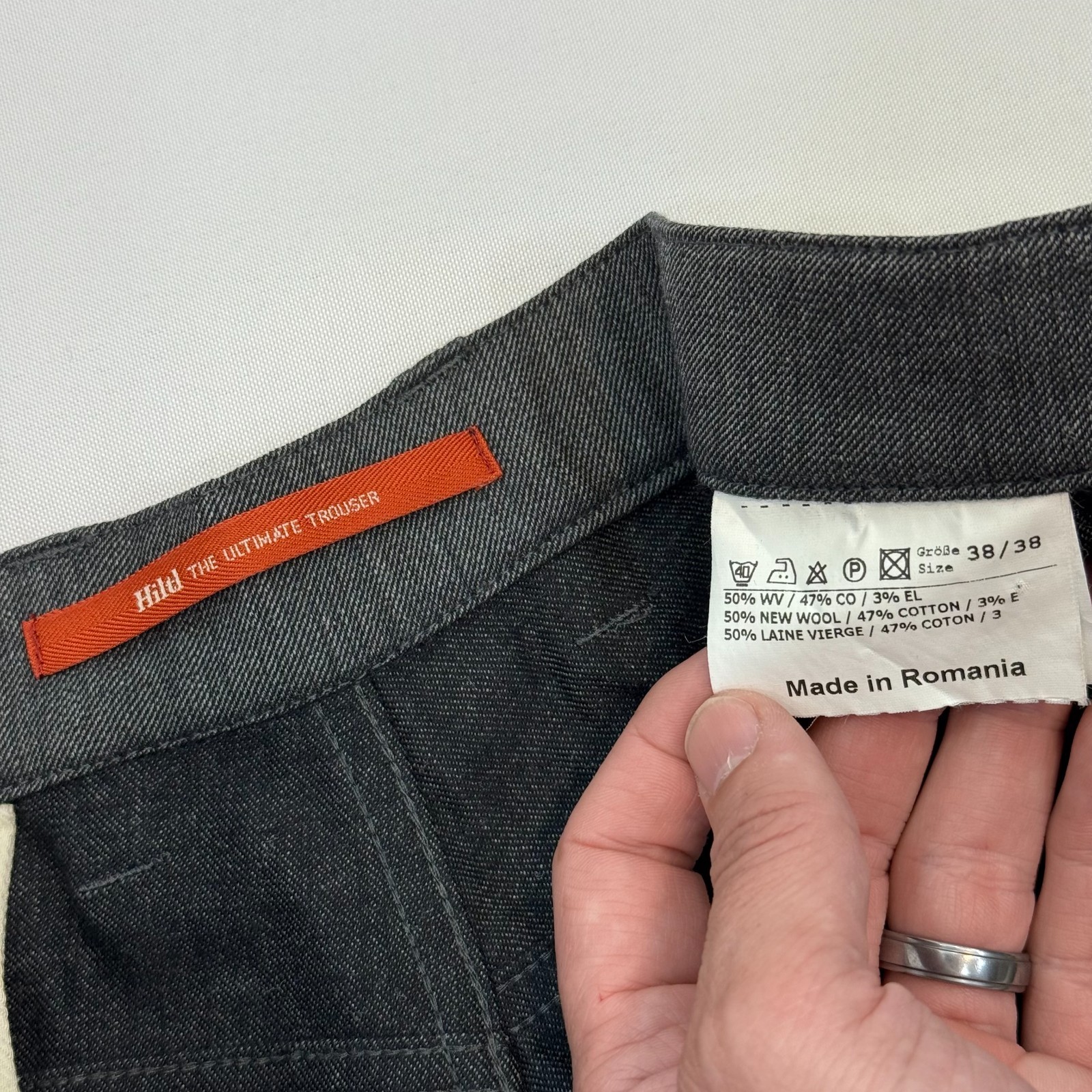 Hiltl The Ultimate Trouser 5 Pocket Wool Pants Mens 38×32 Gray Straight Leg