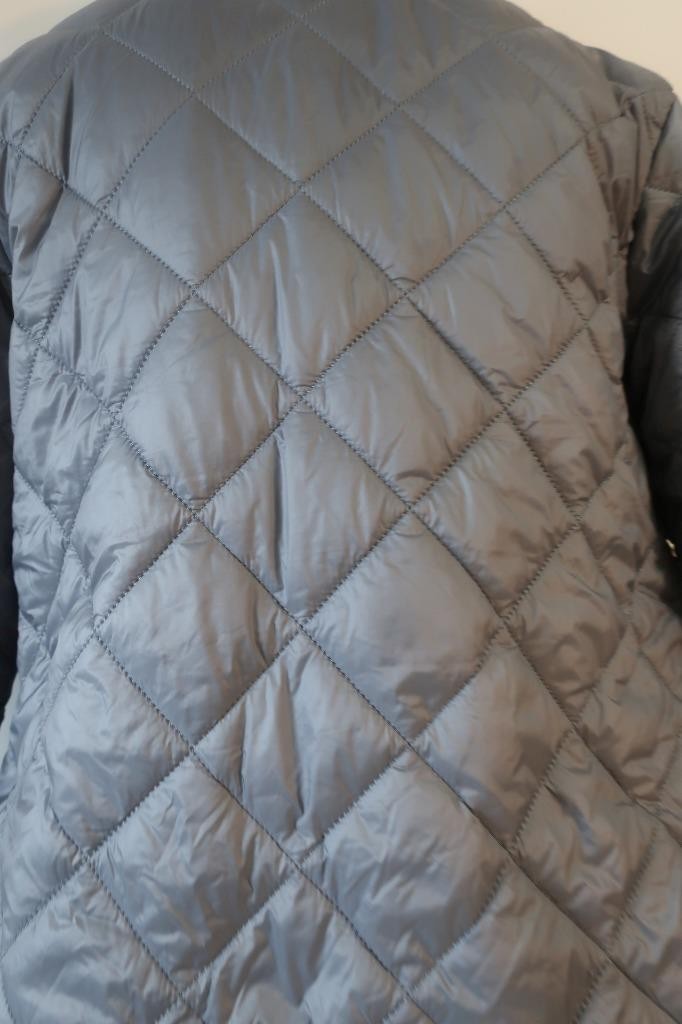 Womens DY Choice Blue-Gray Open No Closure Quilted Puffer Jacket L