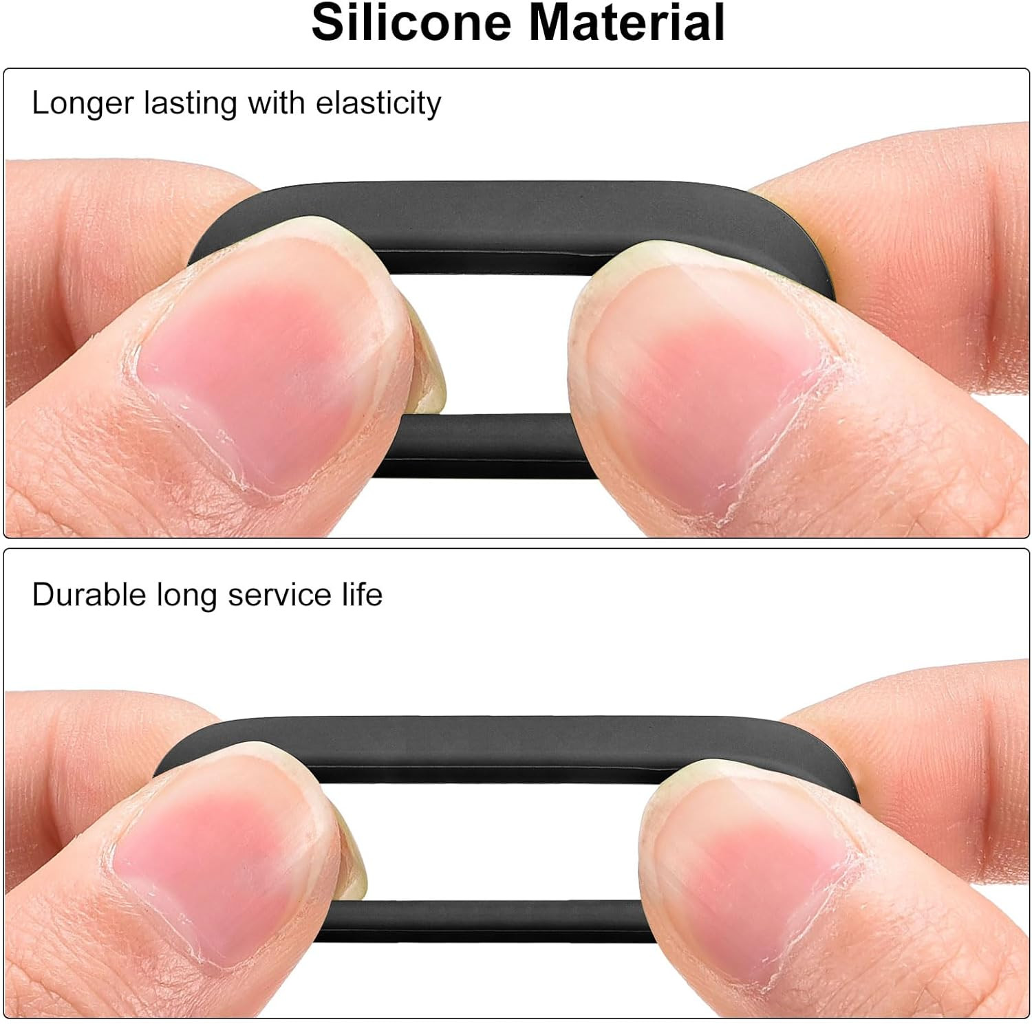 Silicone Rubber Bands Cable Ties 50Pcs Non-Slip 5/8″ Flat Black