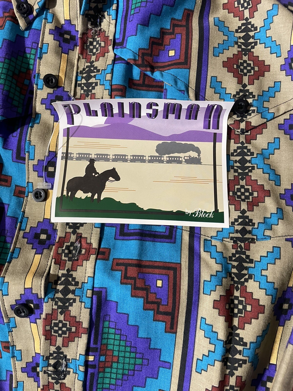 Retro Rodeo Vintage Plainsman READ!! Aztec Western, Cowboy Collectible Shirt