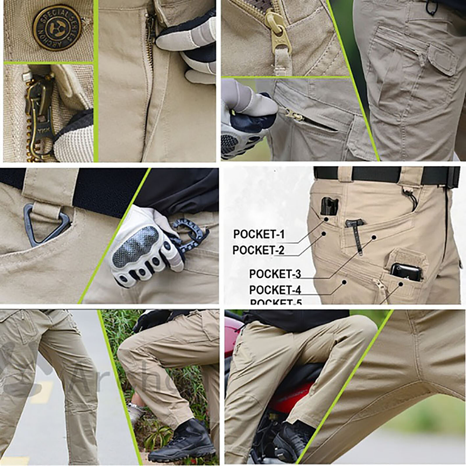 Tactical Cargo Pants for Men Waterproof Hiking Work Combat Outdoor Trousers