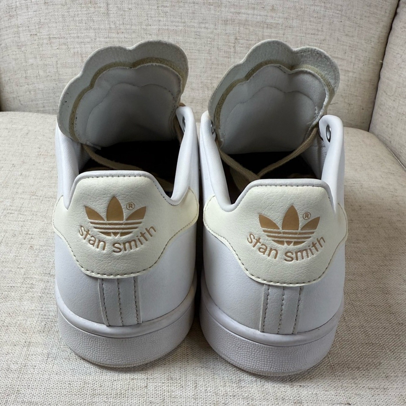 Adidas Stan Smith White Pale Nude Primegreen Scallop Leather Shoes Women’s 8.5