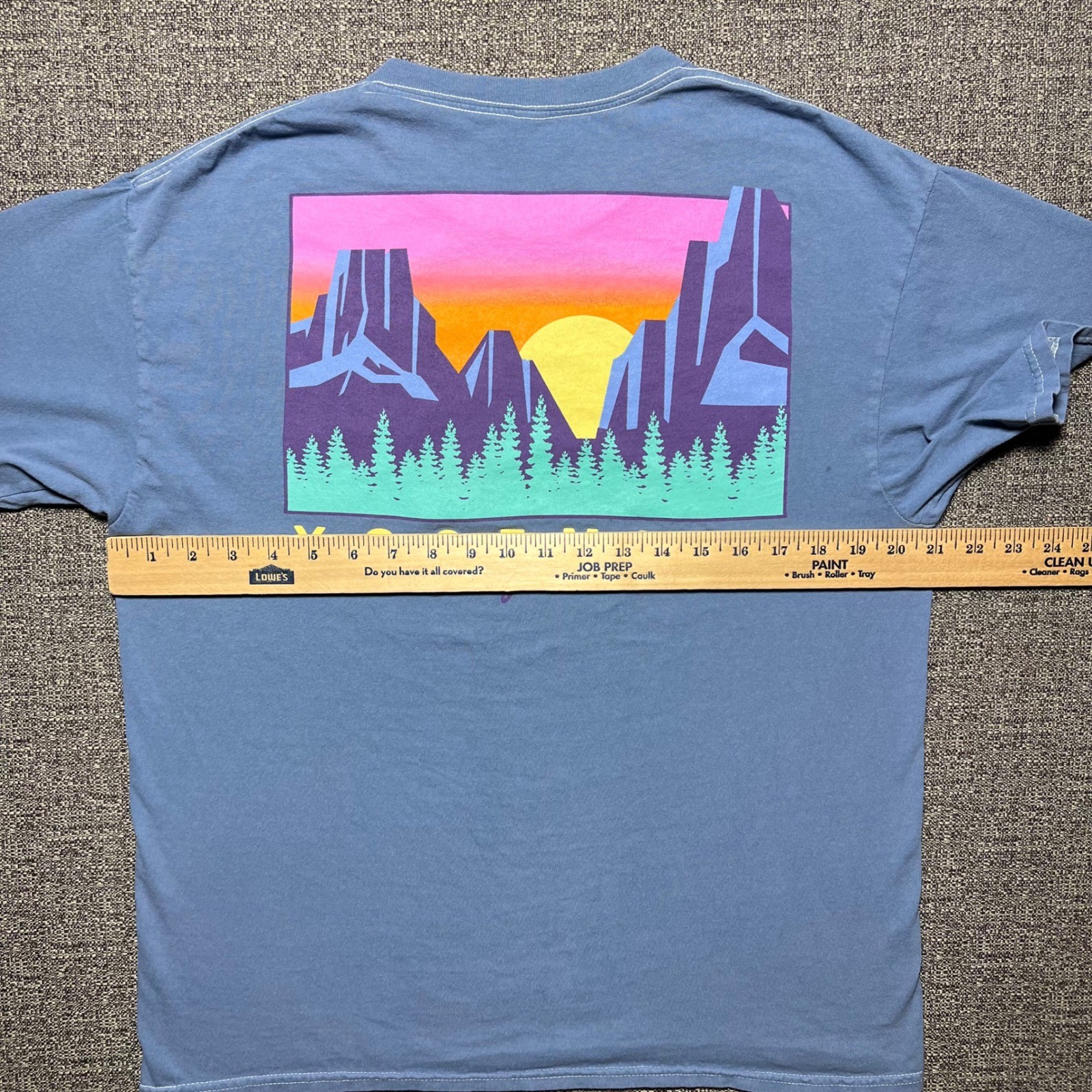 Yosemite National Park Sunset Mountain Double Sided Blue T Shirt Mens Medium