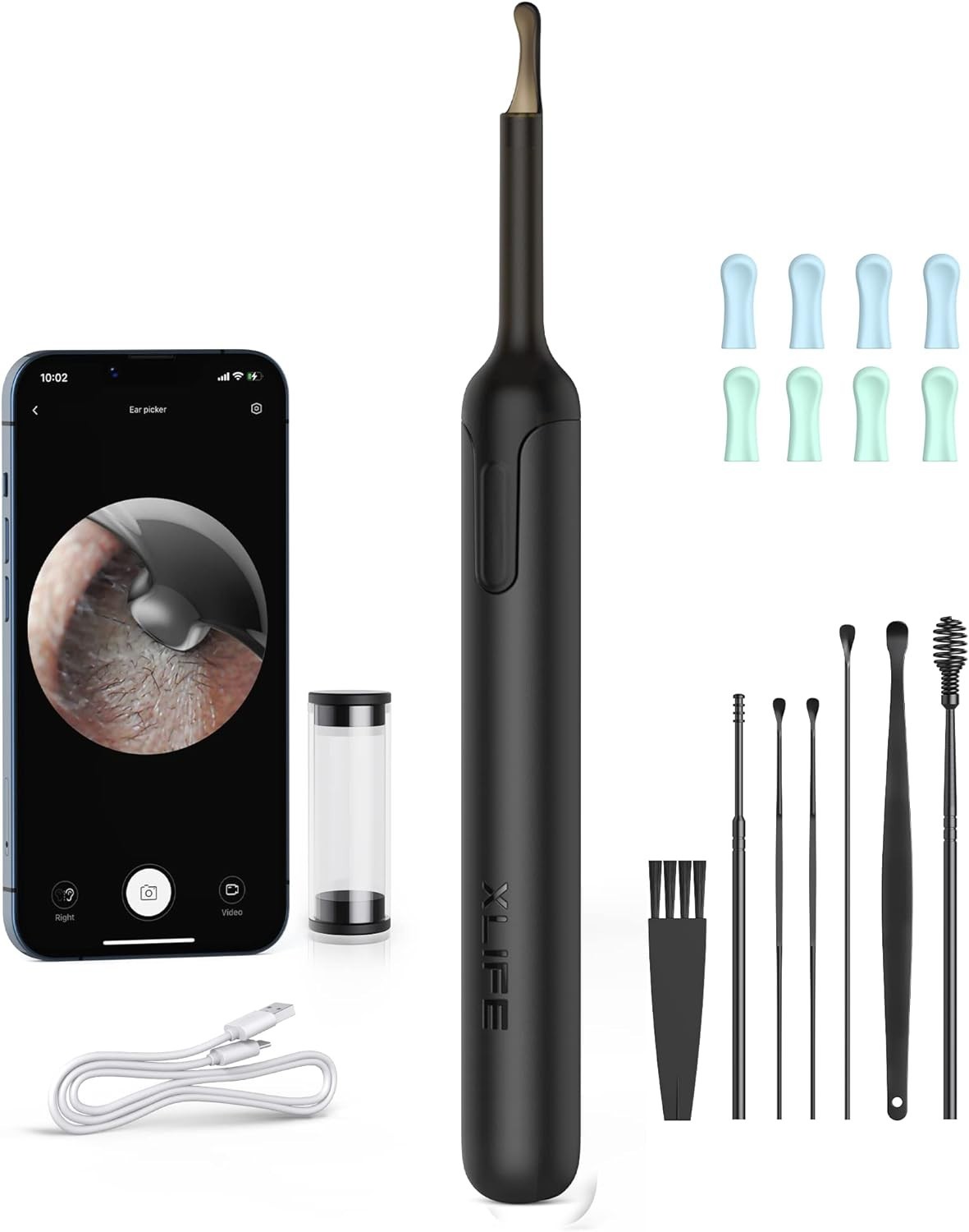 Earwax Removal Tool 1080P HD Otoscope with 6 LEDs Light XLife