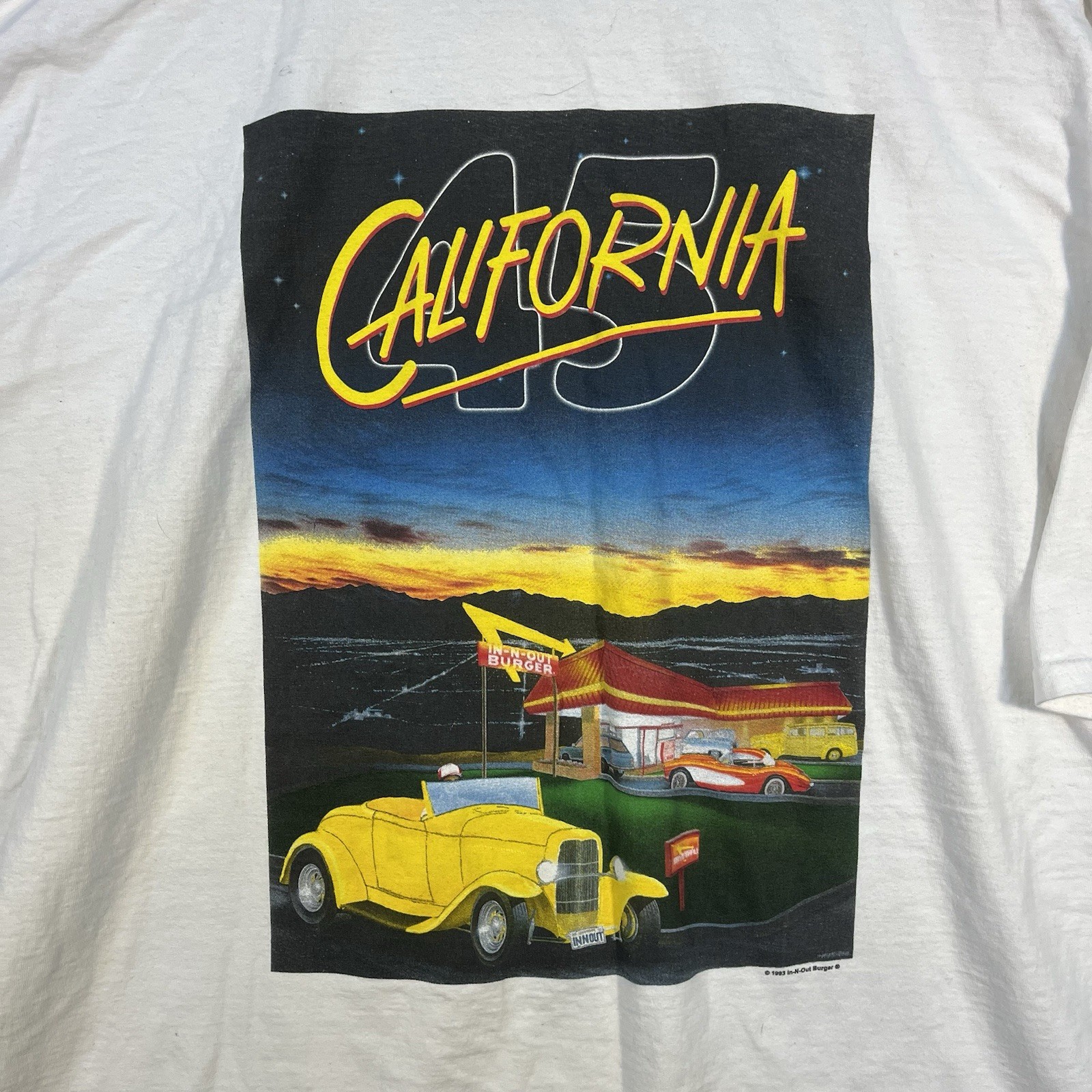 Vintage 90s In N Out Burger T-Shirt 1993 Anniversary California Mens 2XL Promo