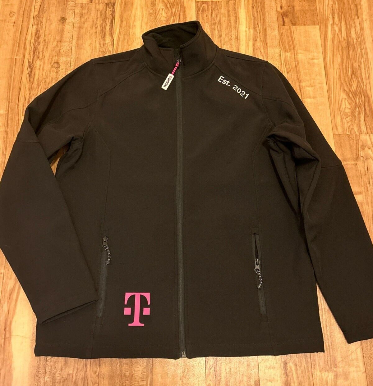 T-Mobile Digital 2-Sided Full Zip Black Jacket Windbreaker Adult Size Small