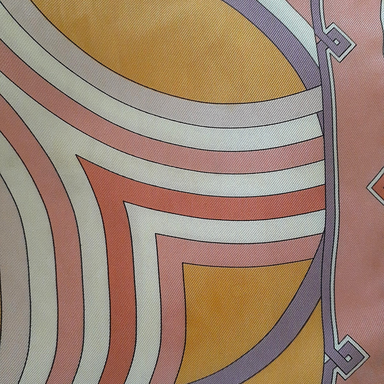 Emilio Pucci Silk Pocket Chief Mini Scarf Pink Orange Geometric Flower 40×41cm