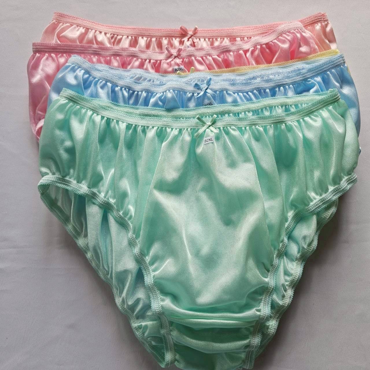 6pc Plus Underwear Mid-Waist Panties Women Mens Briefs Nylon Silky Soft 2XL/Mix