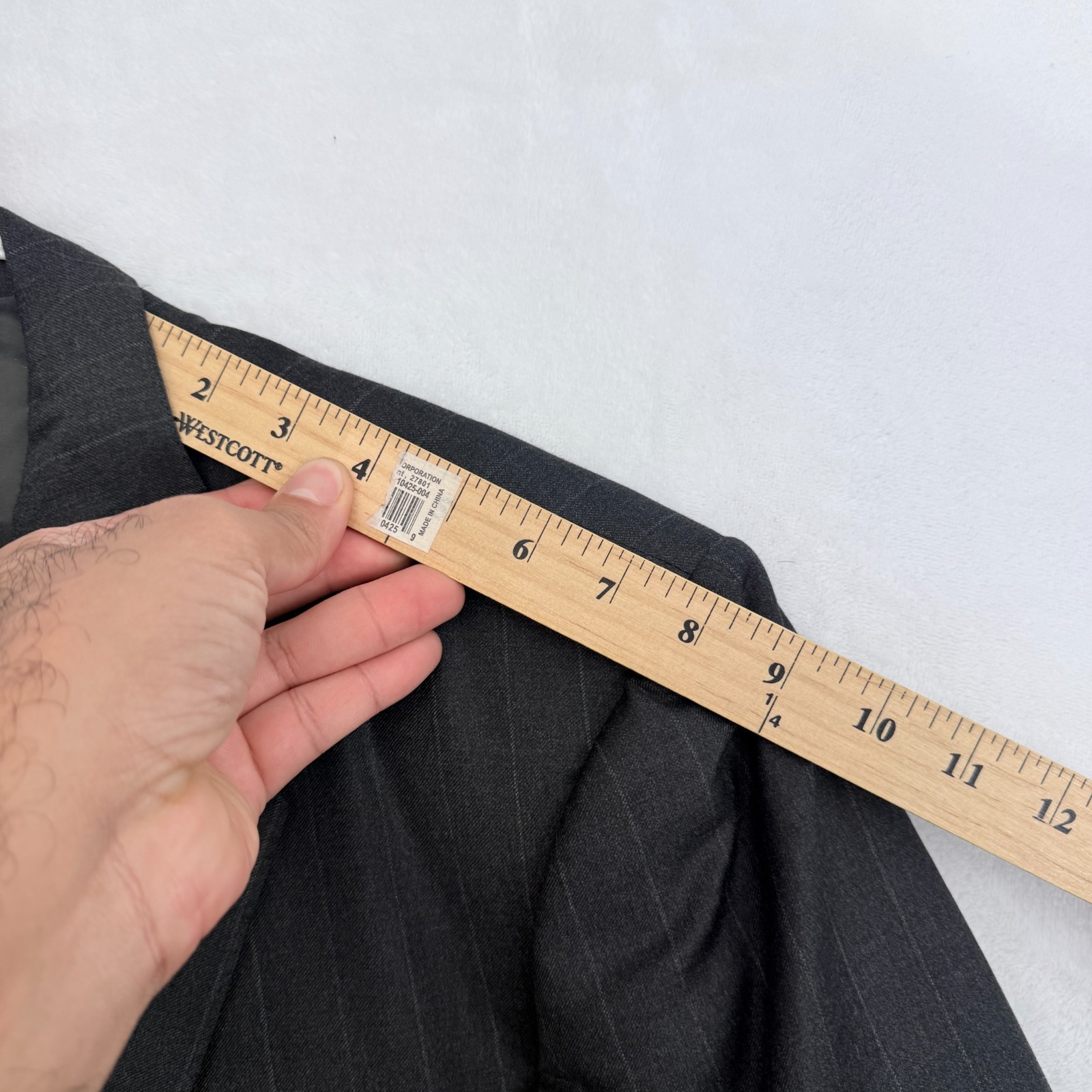Ermenegildo Zegna Suit Jacket Mens 47R (EU 58) Drop 7 Black Stripe Wool Business