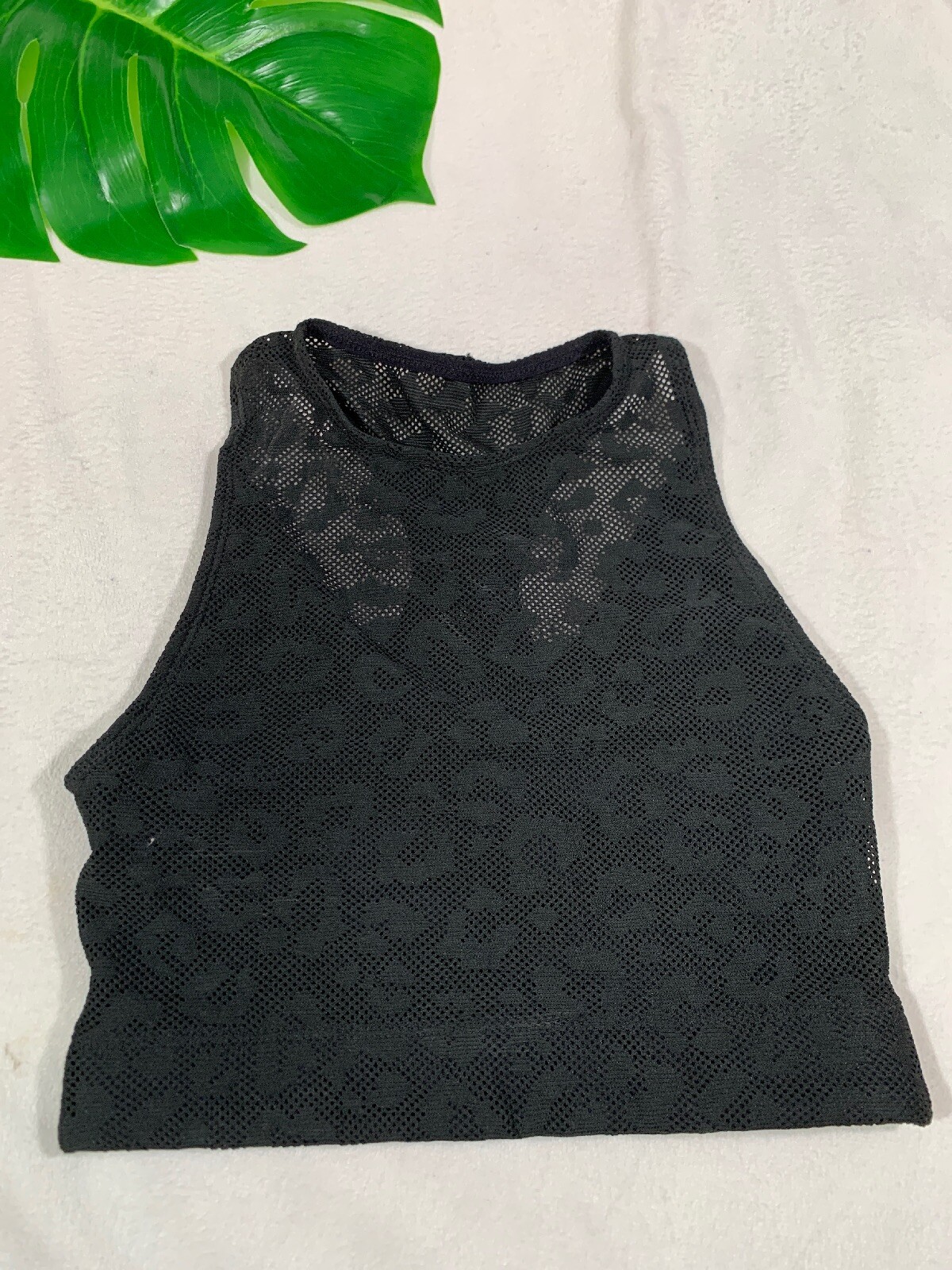 NEW $115 Adam Selman Sport Leopard Racerback Mesh Crop Top [SZ XS ] #2520