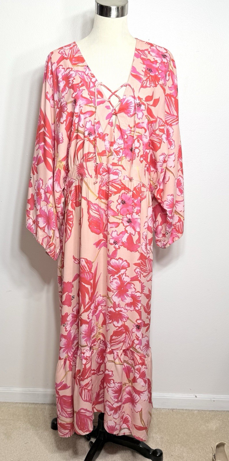Onshore One Size Floral Print Dress/ Coverup Hippie Beach Bohemian Fairy NWT