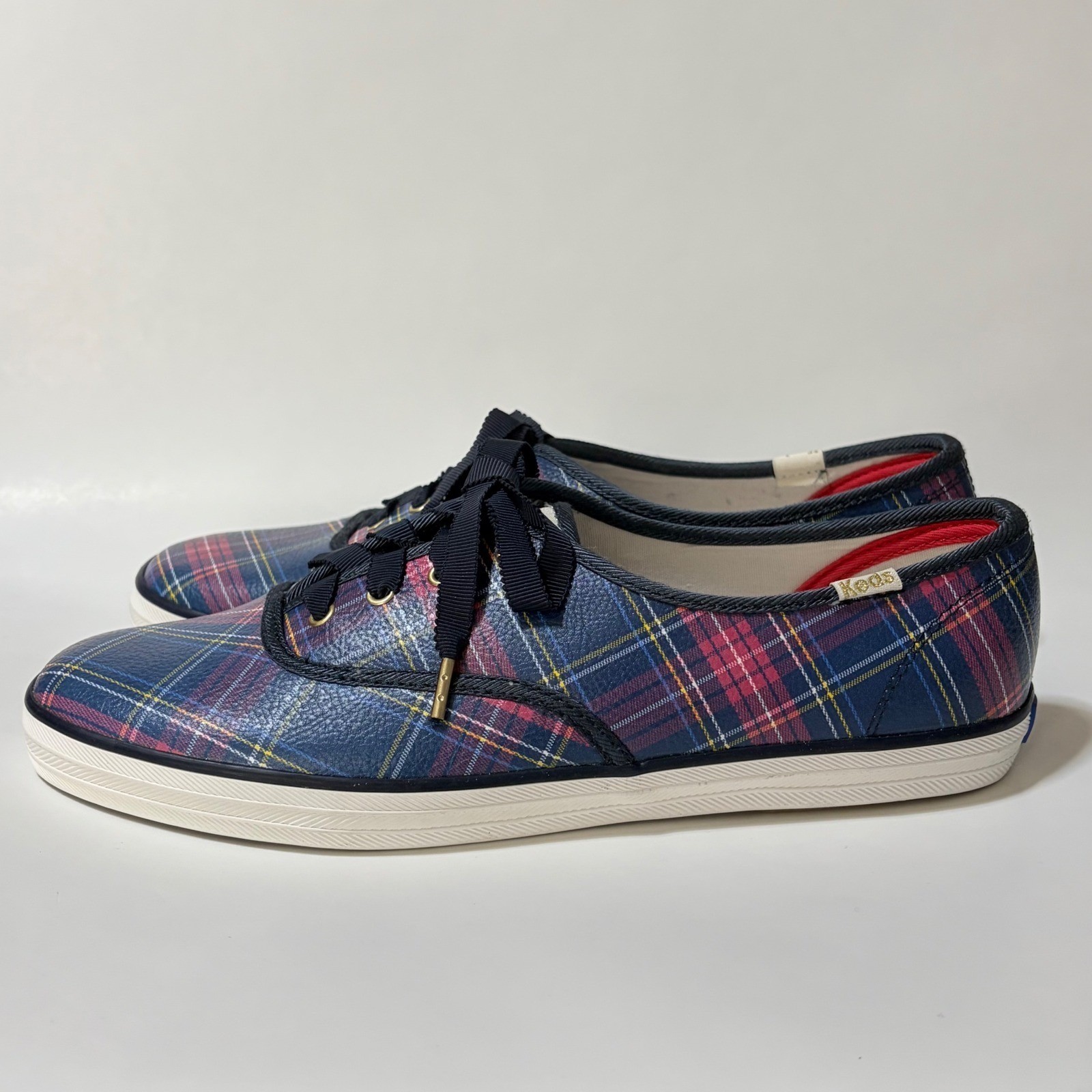 Talbots Exclusive Plaid Leather Sneakers Size 9 Preppy Classic Holiday NWOB