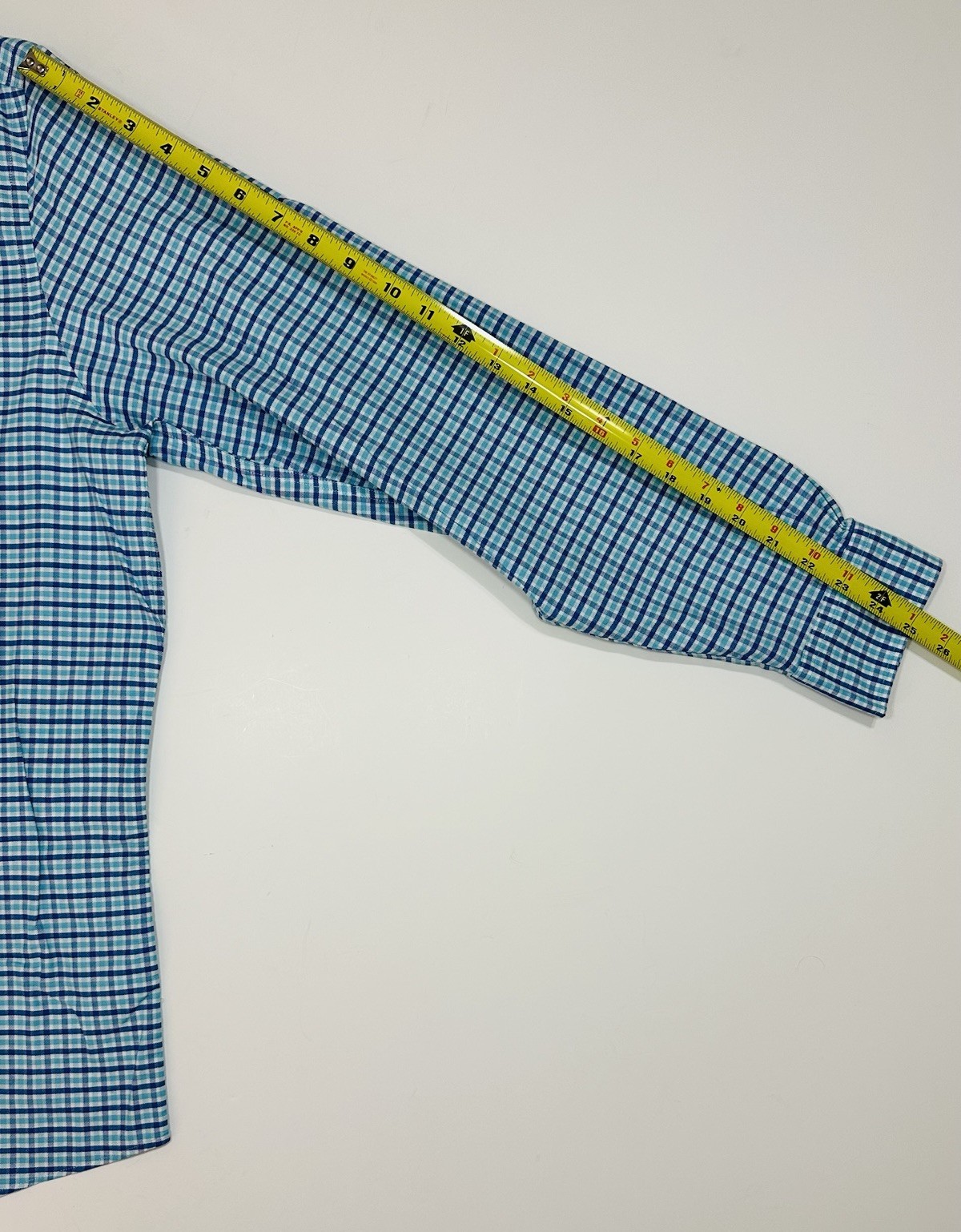 BROOKS BROTHERS Regent Fit Blue Aqua Plaid Non-Iron Stretch Shirt L Cotton