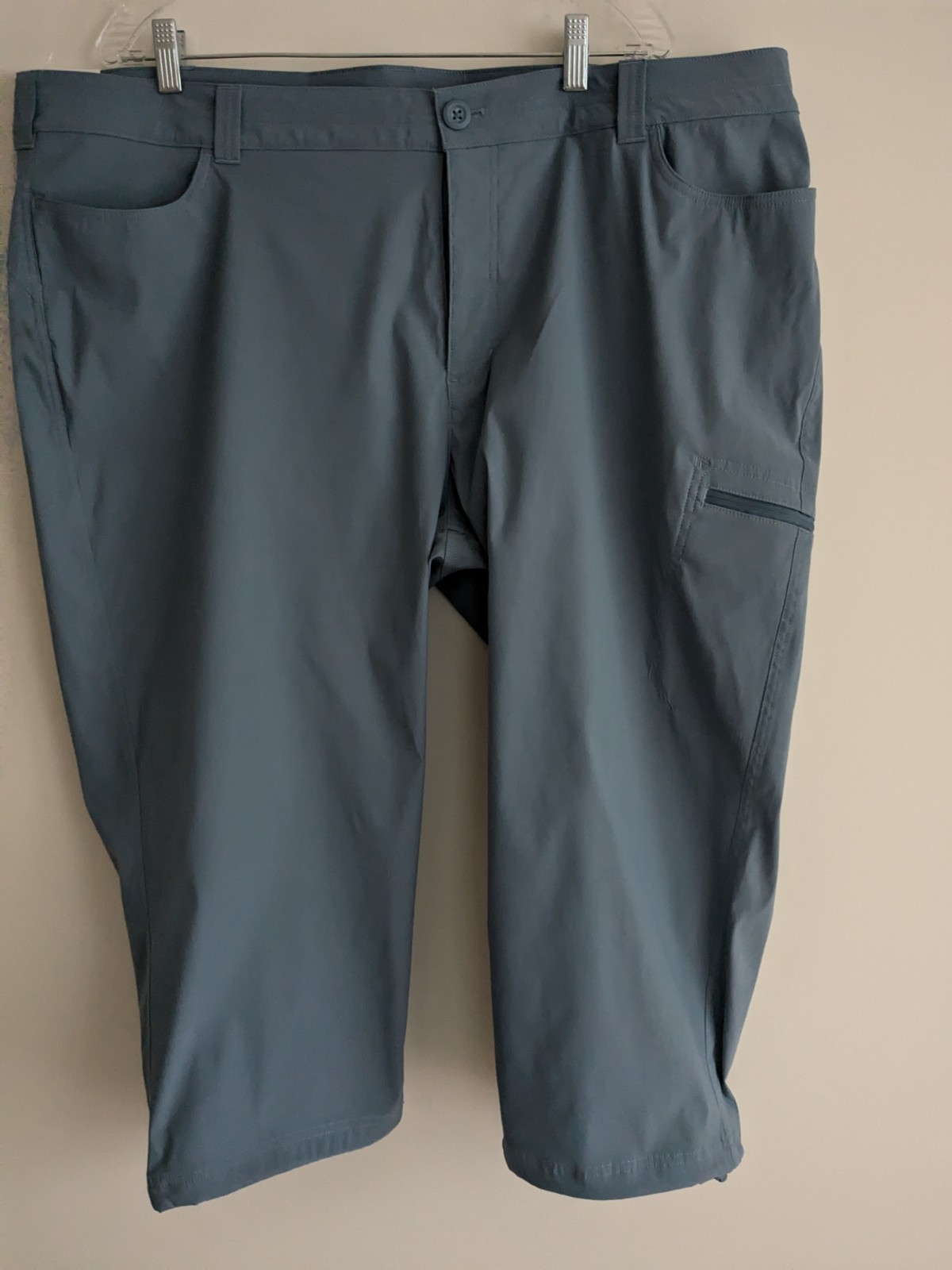 NWT Eddie Bauer Rainier Gray Blue Pants Capri Yoga Walking Golf Pickleball 3X