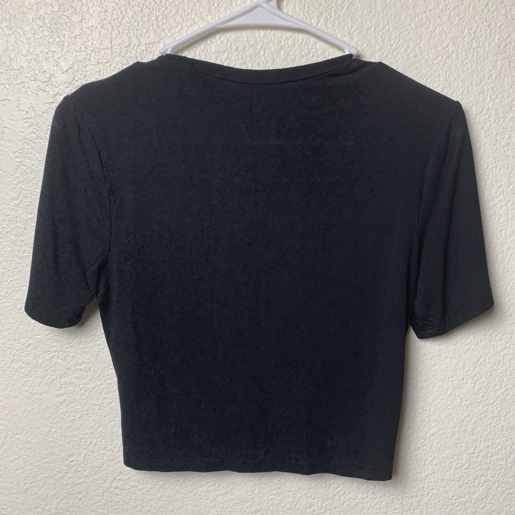 H&M Divided Black Twist-Front Festival Goth Crop Top – Size M