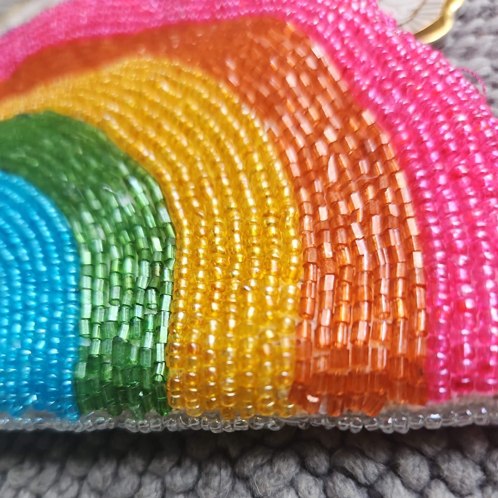 Made in India Handmade Beaded Tasseled Rainbow Zip-Around Pouch Wallet
