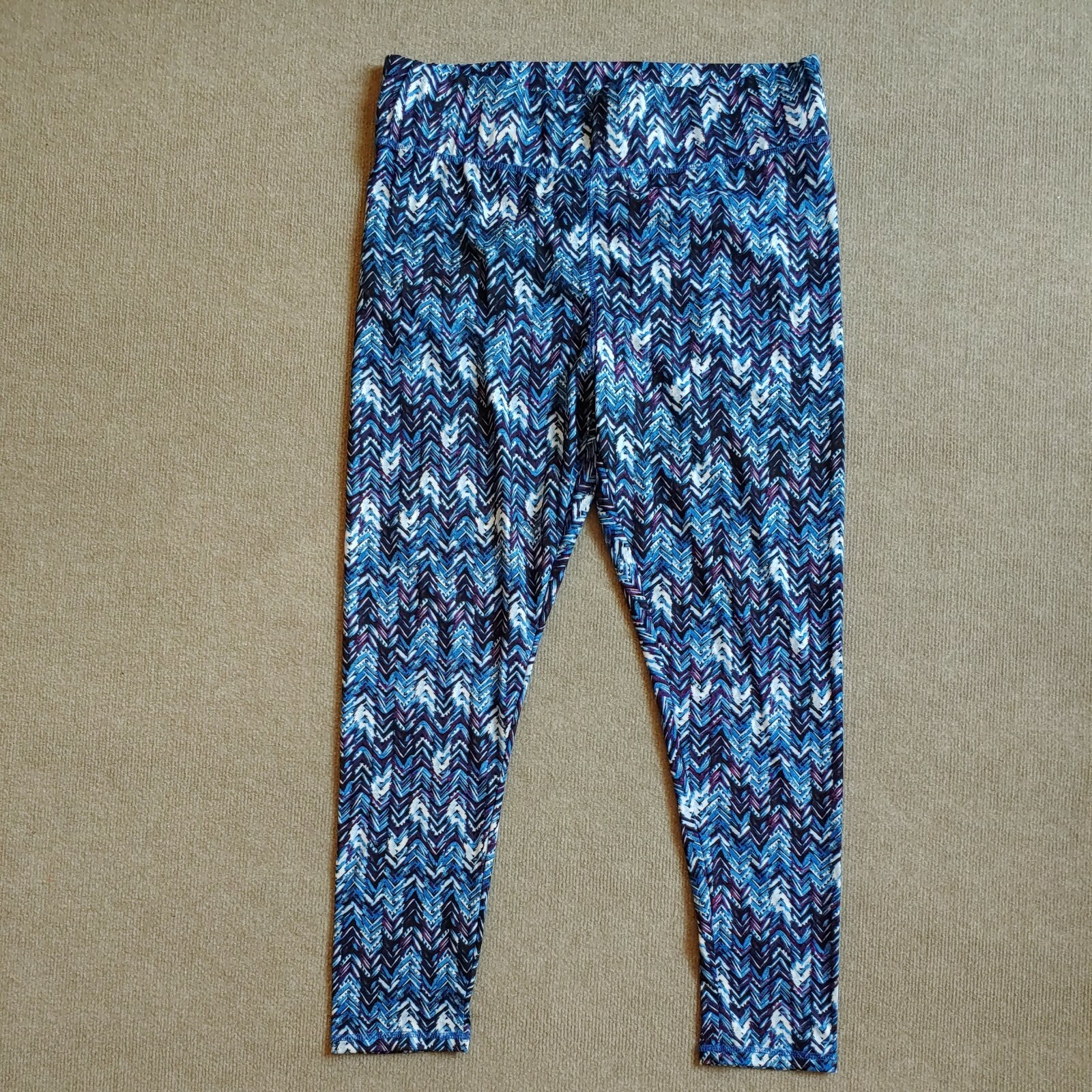 Roaman’s Wide Waistband Elastic Legging Pants Womens Sz L 18-20 Blue Multi NWOT