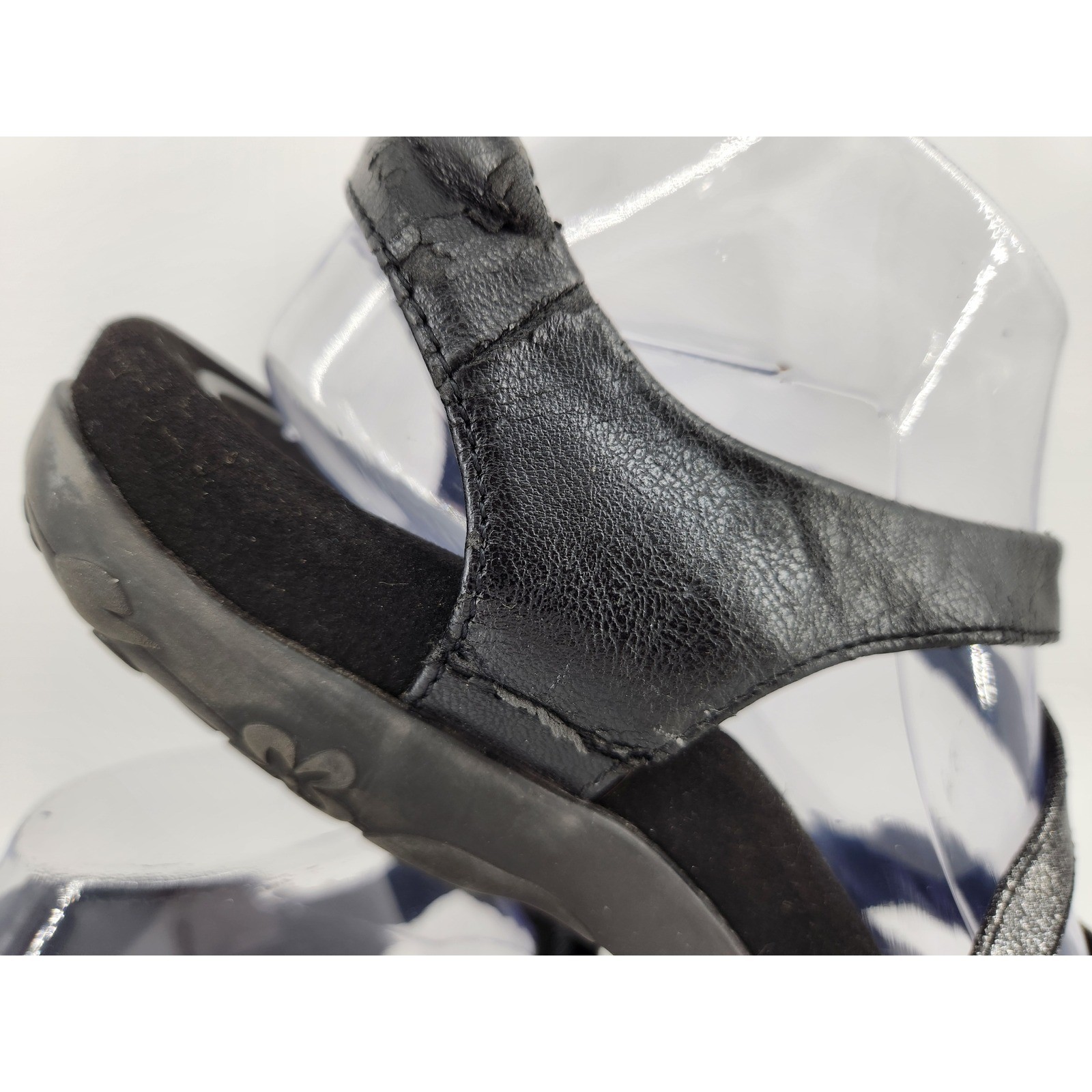 Aetrex Jess Strap Sandals Womens 9-9.5 Black Metallic Strappy Comfort SE210W