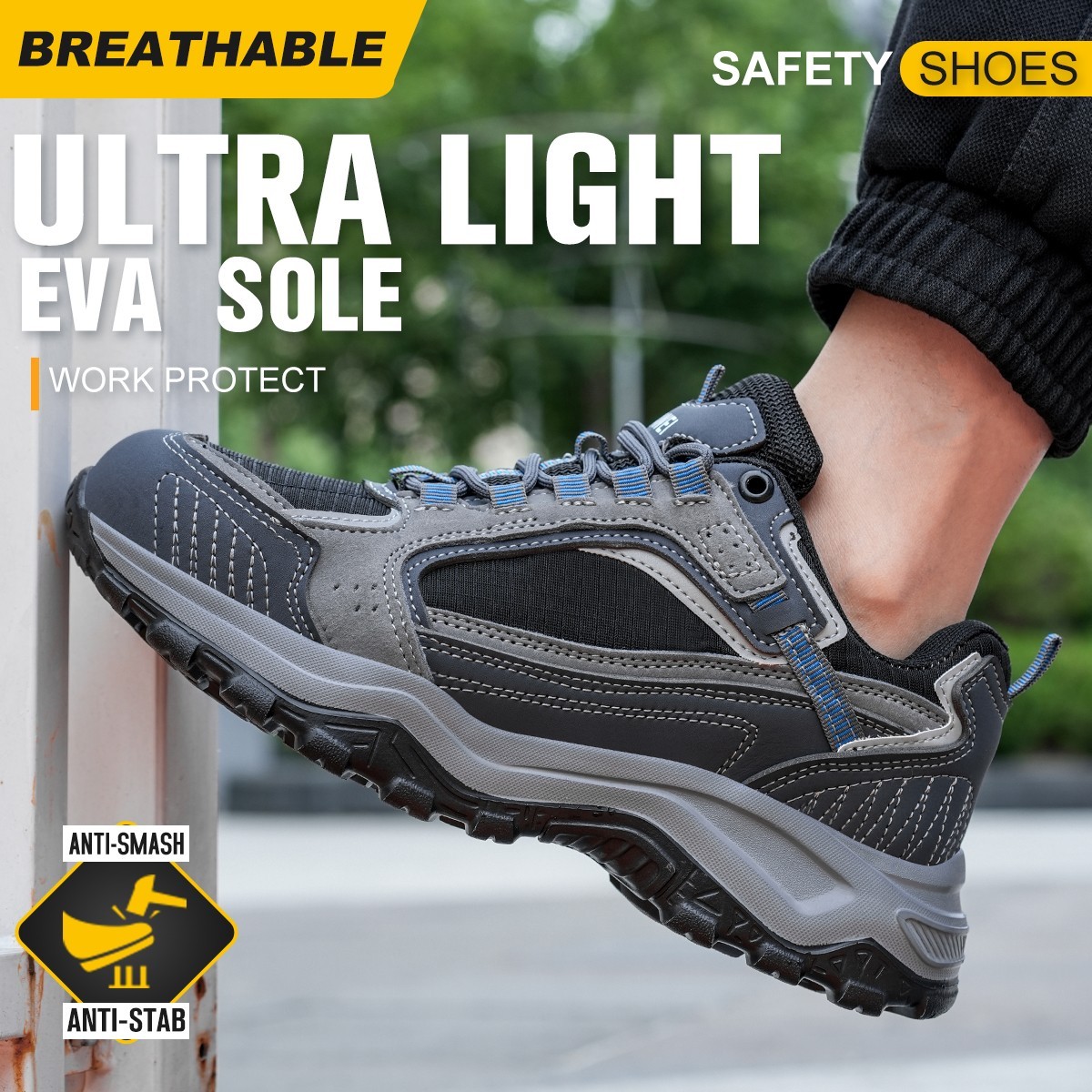 Work Indestructible Safety Shoes Steel Toe Work shoes Breathable Men Sneakers