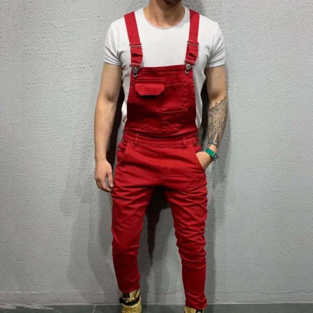 Men Suspender Denim Jeans Dungarees Overalls Romper Jumpsuit Bib Pants Trousers