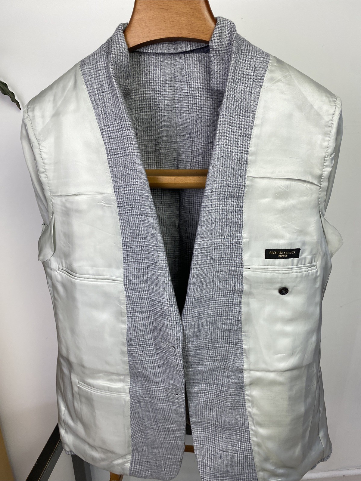 Richard James Savile Row 42R BESPOKE 2023 POW Glen Check Handmade Linen Jacket