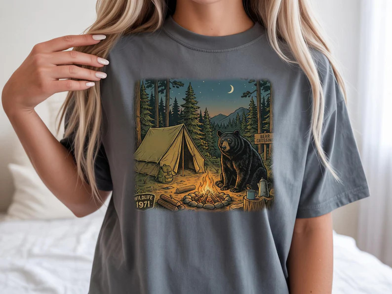 Camping Bear Nature Outdoor Adventure Comfort Tee