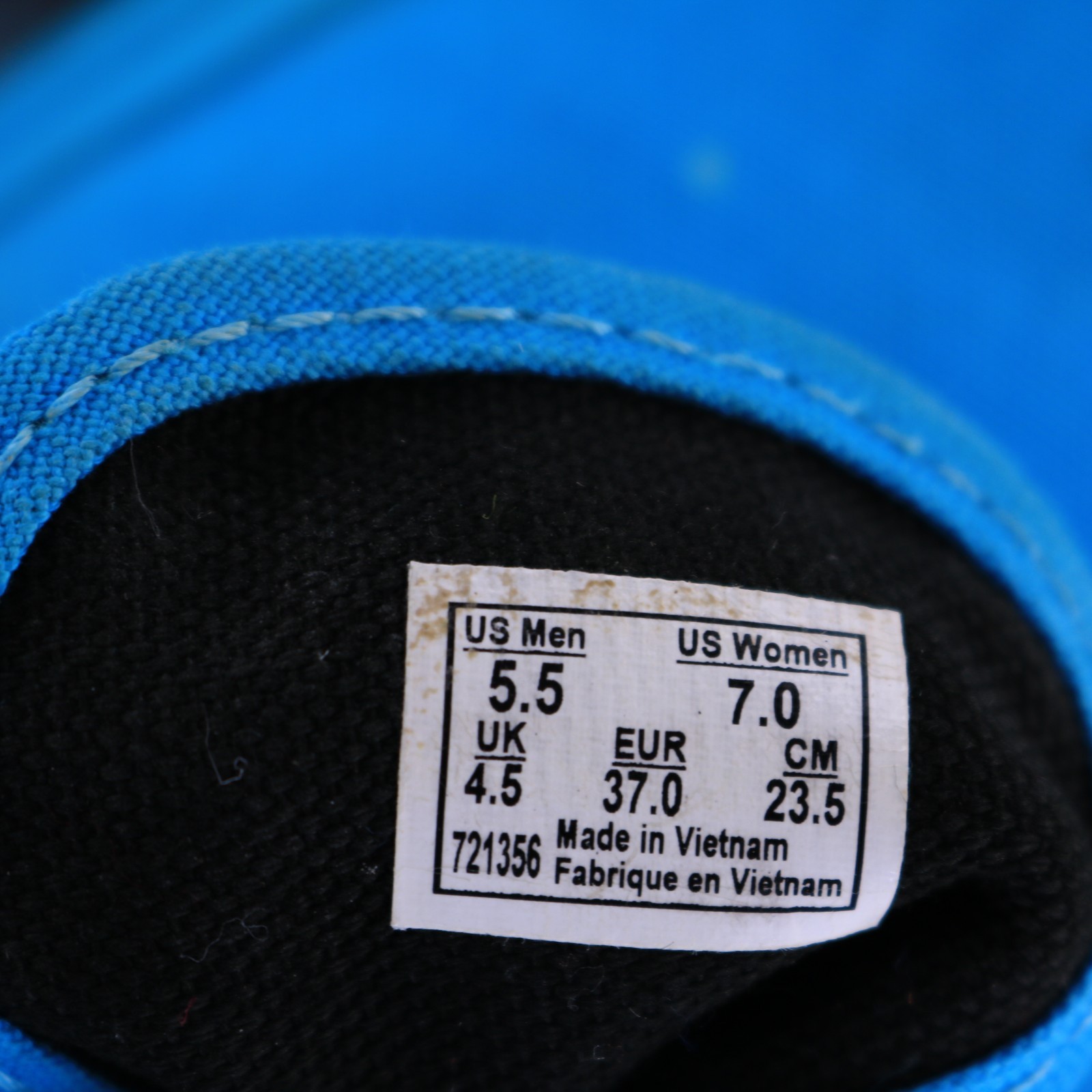 Vans Mono Turquoise Blue Low Lace up Canvas Sneaker Shoes Size Men 5.5 / Women 7