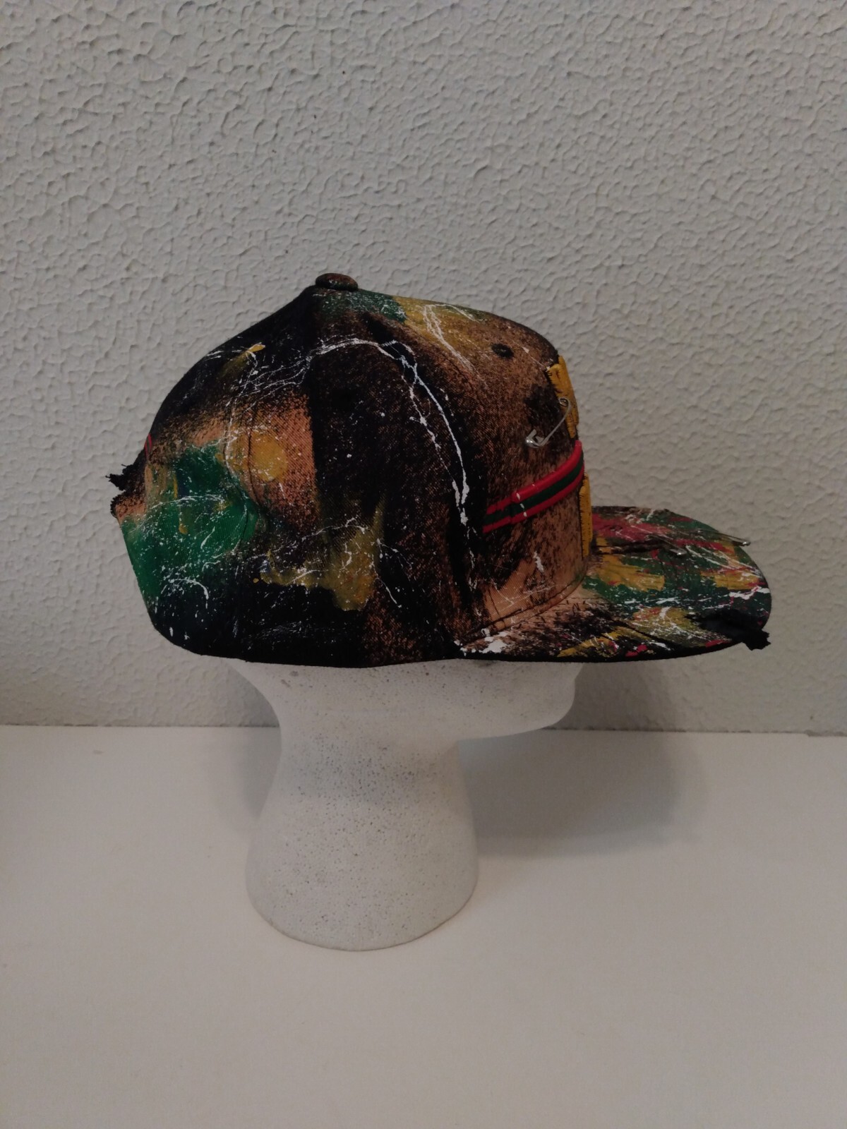Top Level Paid In Full Distressed Pins Paint Splatter Snap Back Hat Cap